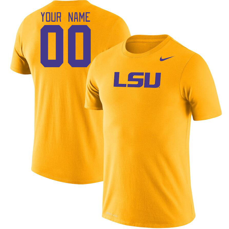 Custom LSU Tigers Name And Number College Tshirt-Gold